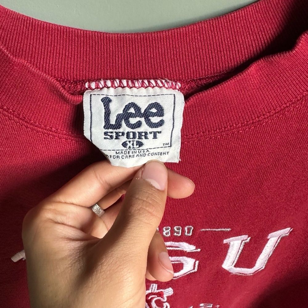 Lee Sport Vintage 90s WSU Cougars XL Crewneck Sweatshirt Made In USA Cut Hem - Picture 3 of 7